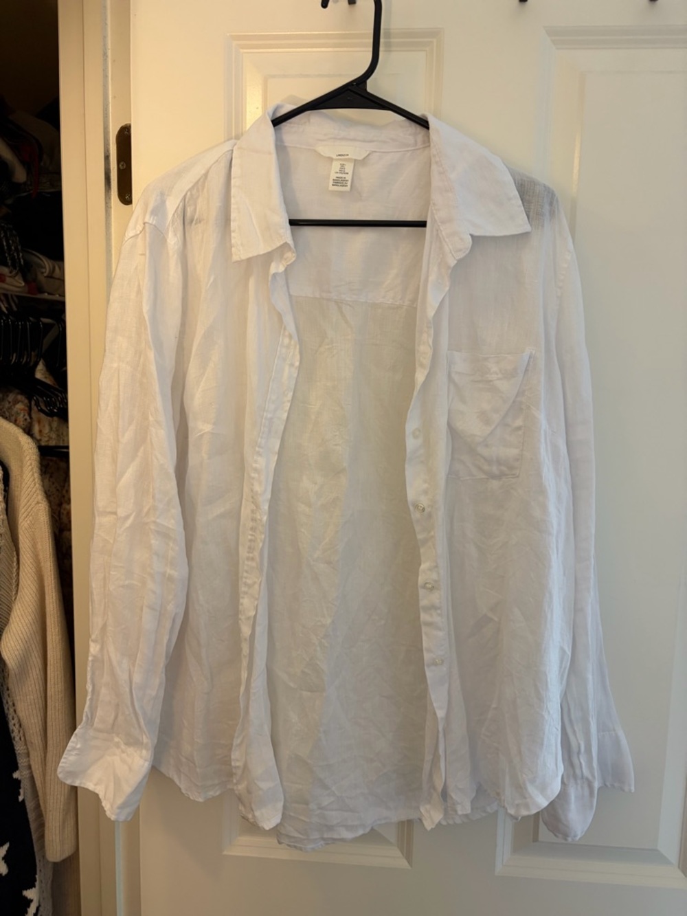 H&M White Linen Button-Down Shirt
